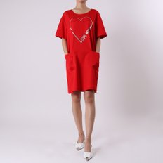 러브모스키노 하트 로고 반팔 원피스 WVH0401S3218 레드 Heart Logo Dress