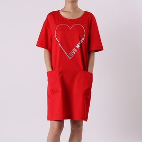 러브모스키노 하트 로고 반팔 원피스 WVH0401S3218 레드 Heart Logo Dress