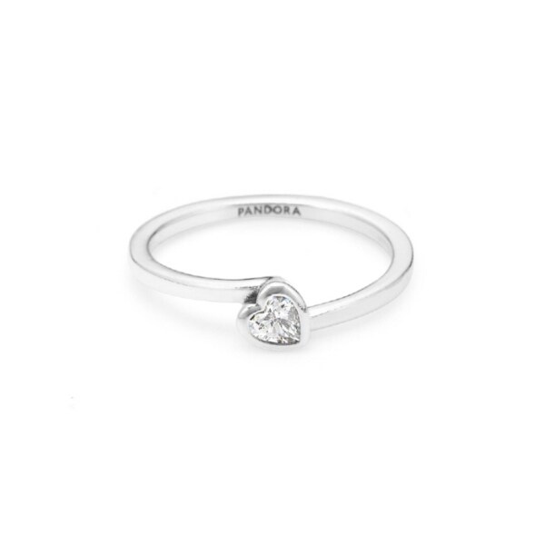 클리어 틸티드 하트 솔리테어 실버 반지 199267C02