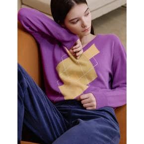 [정상가159,000원] Argyle Pullover  Joy purple (WE2951T43S)