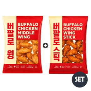 비케이알 버팔로윙1kg+봉1kg 세트 냉동치킨 닭날개