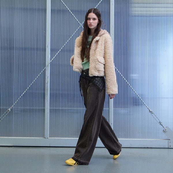 [시흥점] 여성 니트 후드 탈부착 인조펴 자켓  (ER4TF502)