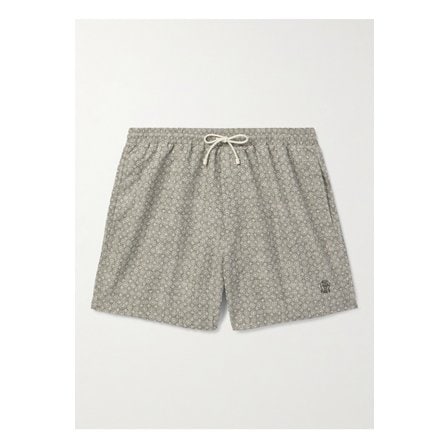 부르넬로쿠치넬리 스트레이트 미드 렝스 로고 자수 프린트 스윔 쇼츠 그레이 1647597352928422