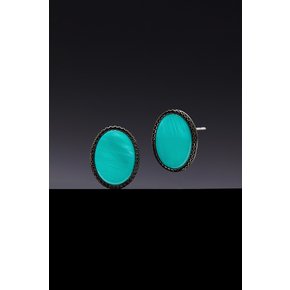 Cobalt Turquoise Mother of Pearl Earrings [Option-Earclip 귀찌]