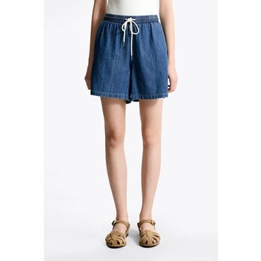 타미진스 여성 데님 린넨 밴딩 쇼츠 T32F1NEQ02TWL1 TOMMY JEANS
