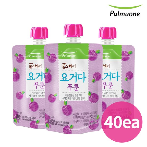 풀스케어 요거다 푸룬 100ml X40개 유산균 식이섬유 어린이 음료