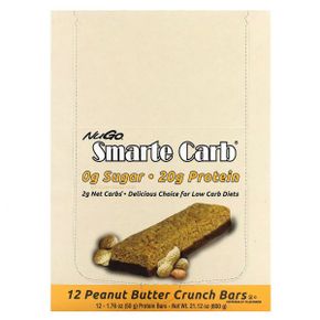 NuGo Nutrition Smarte Carb 바 피넛 버터 크런치 바 12개 각 50g(1.76oz)