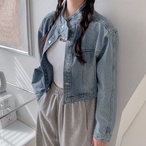 오요미 하이넥 절개 데님 숏자켓_S4632
