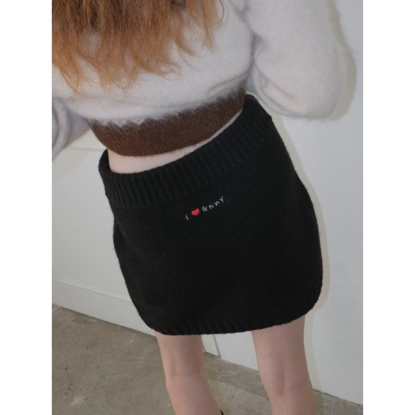 클래식 러브 울 니트 스커트 (Black)