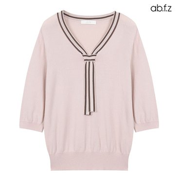 ab.f.z 넥 타이드 배색 라인 7부 니트 (AFX3HW32A)