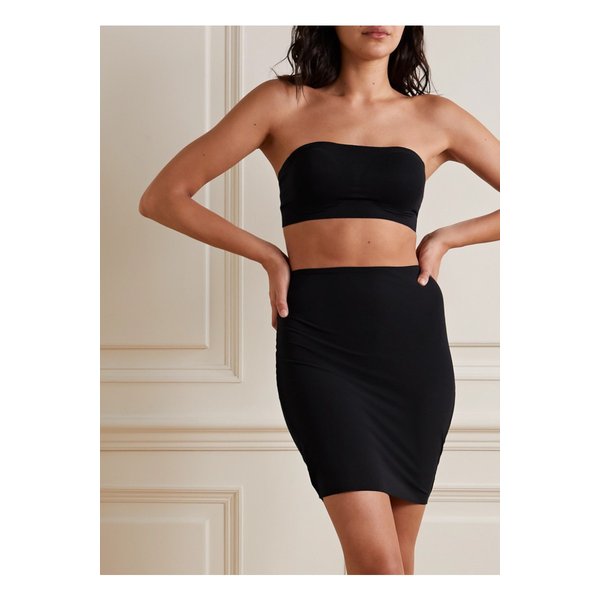 하프 슬립 컨트롤 레이어드 스트레치 미니 스커트 블랙 1647597321988494