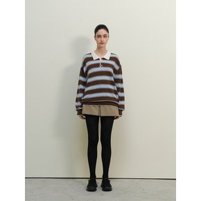 Wool Stripe loosefit knit - Brown