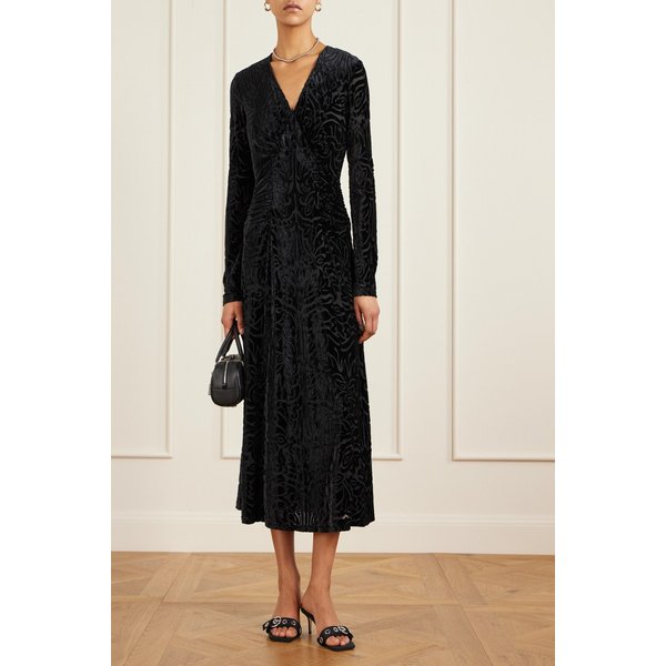 줄리 개더 드로즈 벨벳 미디 원피스 46376663162969466