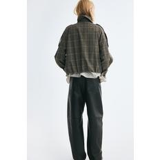 울 블렌드 더블 브레스티드 재킷 다크 브라운/체크 1376106001