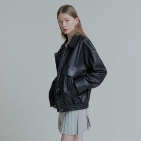 DEFILE Italian Lambskin Leather Bomber Jacket__Black