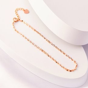 18K 타이니 아몬드 체인 두줄 금 팔찌