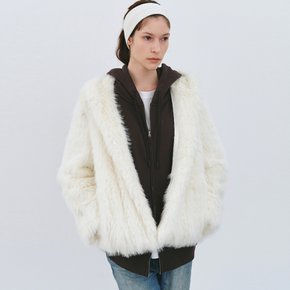 MOANA HOODIE FUR JACKET IVORY