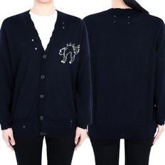 마르지엘라 23 F/W 여성 스티치 자수 울 가디건(네이비) S29HP0005 S18267 511 /국내당일발송