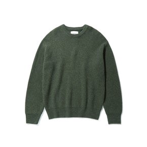 Multi Tweed Wool Sweater_Moss Green