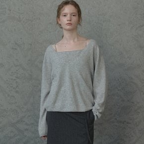 Wool cashmere V neck knit set [TIFA05SW06]_Light Gray