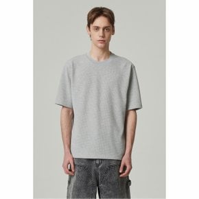 waffle texture half sleeve tee_CWTAM24413GYX