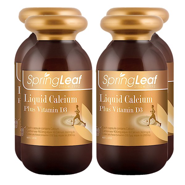 호주 스프링리프 액상 칼슘 플러스 비타민 D3 Liquid Calcium Plus Vitamin 200캡슐 4개