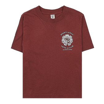 스포티앤리치 로고 프린트 크롭 티셔츠 HOTEL CROPPED T SHIRT MAROON WHITE