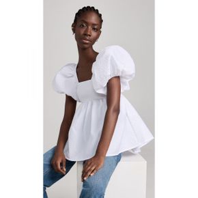 4969211 Cecilie Bahnsen Alma Blouse Stria Matelasse White