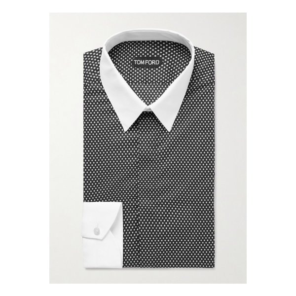 슬림핏 프린트 코튼 셔츠 블랙 46376663162903399