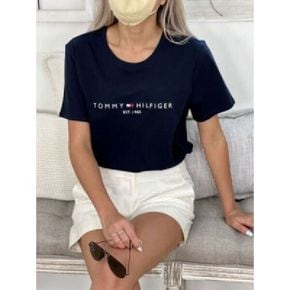 여성 New 시그니처 로고 코튼 라운드넥 반팔 티셔츠