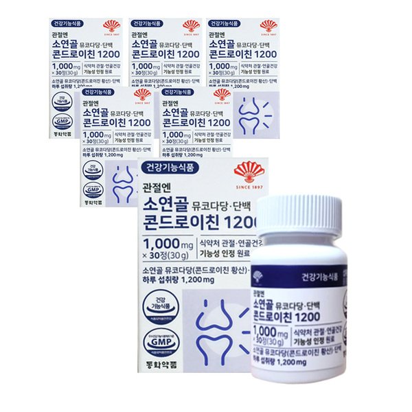 동화약품 관절엔 소연골 뮤코다당 단백 콘드로이친 1200 30정 6통 황
