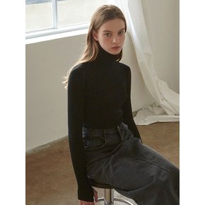 RIBBED TURTLENECK KNIT_BLACK