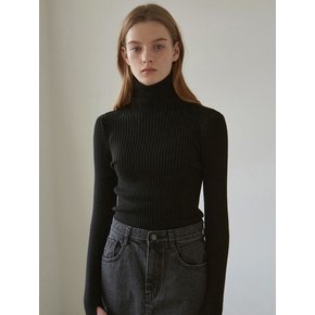 RIBBED TURTLENECK KNIT_BLACK
