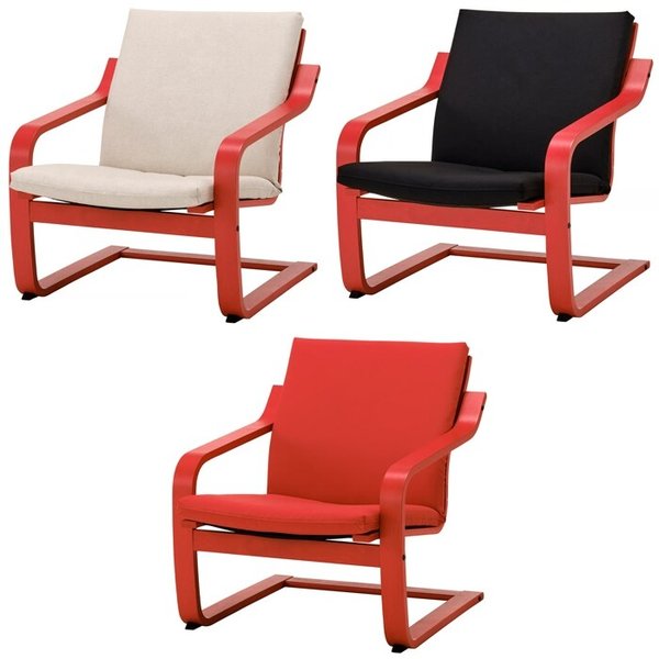 POANG 포엥 로우백암체어 프레임 레드/안락의자/카페의자/독서의자/1인용소파/라운지체어