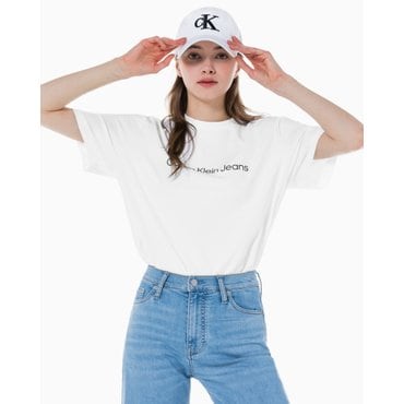 Calvin Klein Jeans [캘빈클라인진]CK진여성 보이프렌드 핏 로고 반팔 티셔츠(J218909-YAF)