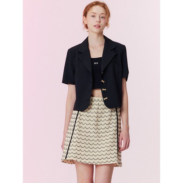 Wave combination banding mini skirt