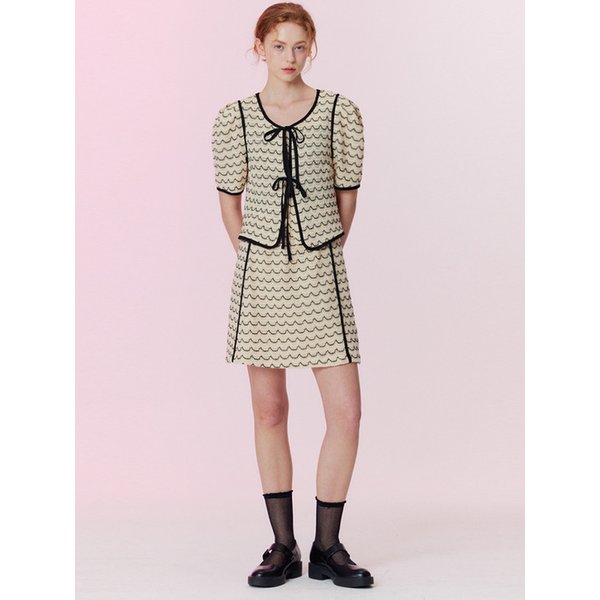 Wave combination banding mini skirt