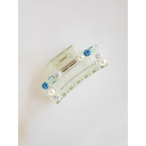 Twinkle square hair claw(Clear green)