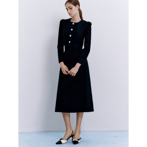 Lucy wool tweed midi skirt (2colors)