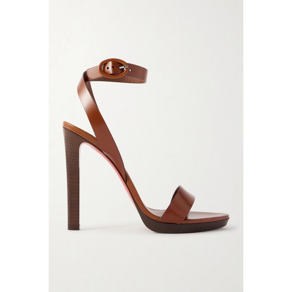 패니 가죽 플랫폼 샌들 다크 브라운 46376663162979372