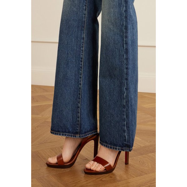 패니 가죽 플랫폼 샌들 다크 브라운 46376663162979372