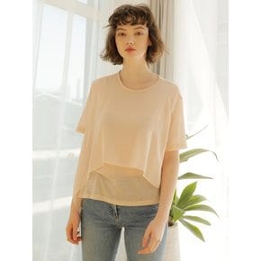 UNBALANCE CHIFFON LAYERED T-SHIRTS_BEIGE