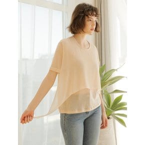 UNBALANCE CHIFFON LAYERED T-SHIRTS_BEIGE