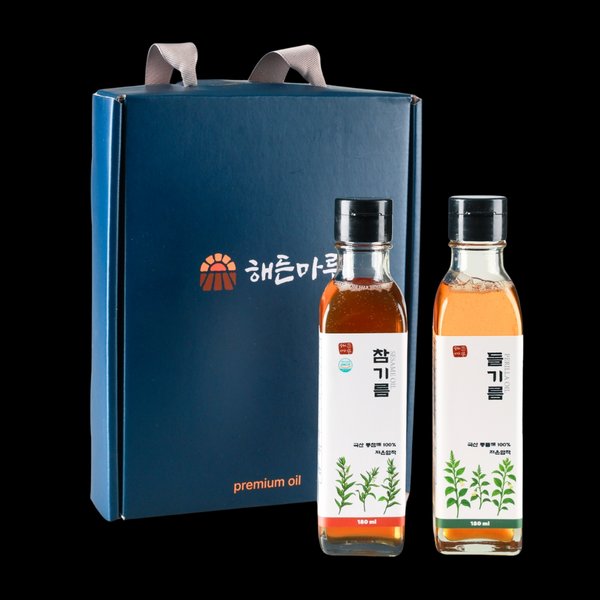 저온압착 국산참기름 180ml +국산들기름 180ml 선물세트