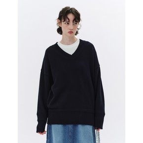 Vneck Cotton Knit - Peacock