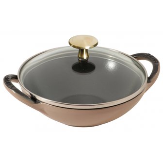  staub [ 16 cm ] 스토우브 베이비 워크 린넨 뚜껑 첨부 황동 노브 사양 작은 양손 중화 주물