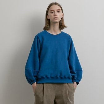 아방 Round Volume Sleeve Brushed Sweatshirts -BLUE