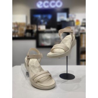 에코 [여주점] 여성 플로우트 웨지 5CM  탈부착 찍찍이 스트랩 캐주얼 데일리 샌들 아이보리, 블랙 273303