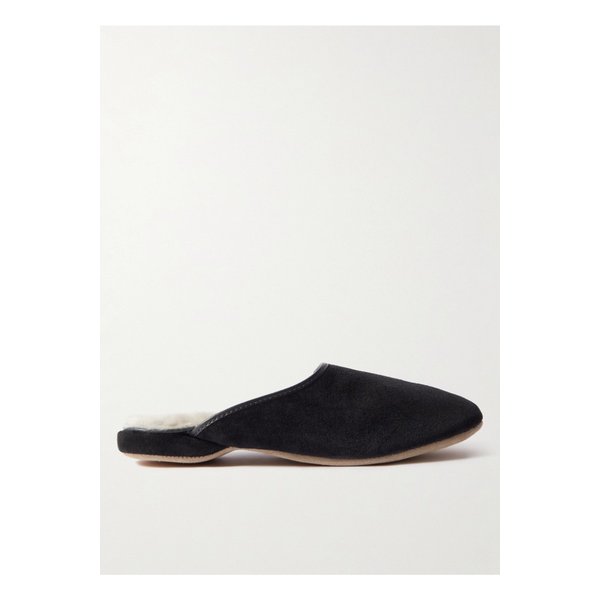 데렉 로즈 더글라스 가죽 트리밍 시어링 라이닝 스웨이드 슬리퍼 1647597289888469