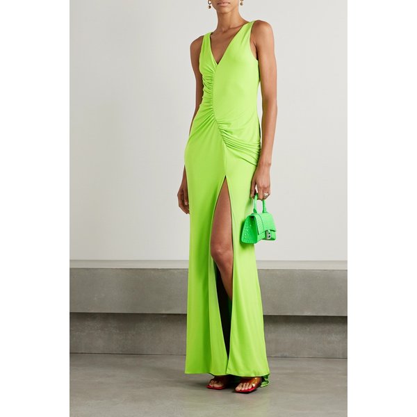 세르지오 허드슨 주름 네온 스트레치 저지 가운 그린 1647597316865722